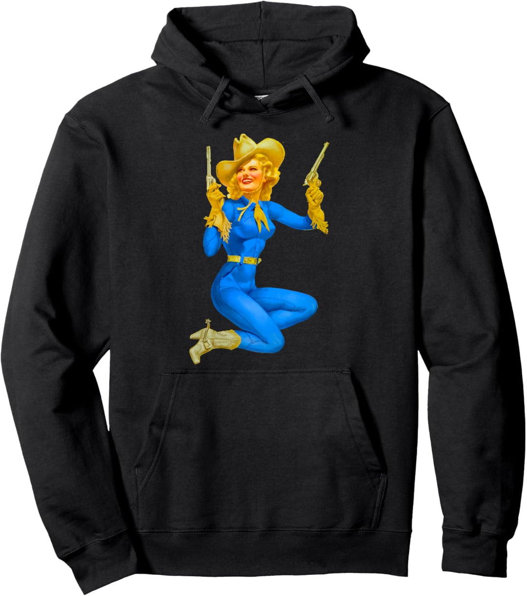 Western Cowgirl Vintage Retro Pin Up Girl Pullover Hoodie