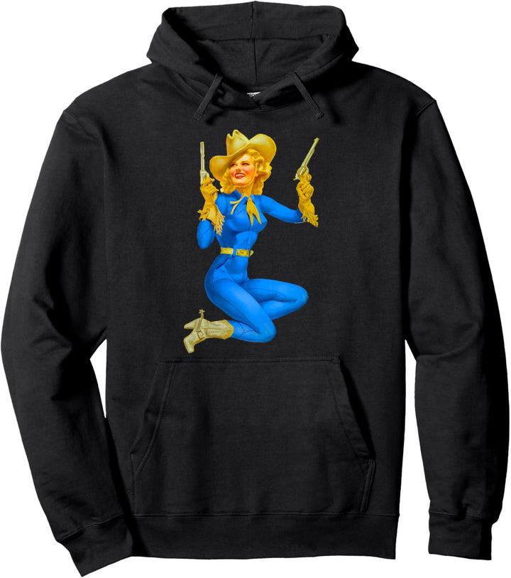 Western Cowgirl Vintage Retro Pin Up Girl Pullover Hoodie