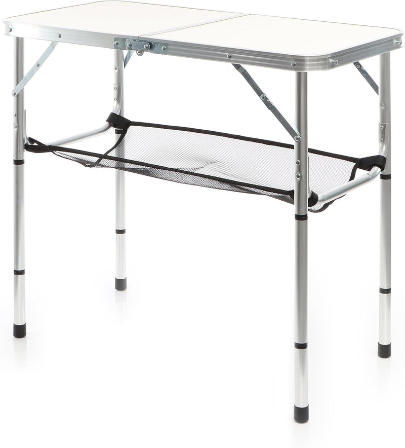 Toboli Campingtisch Weiss 80x40cm höhenverstellbar auf 31/45/56/70 cm Aluminium Klapptisch Falttisch