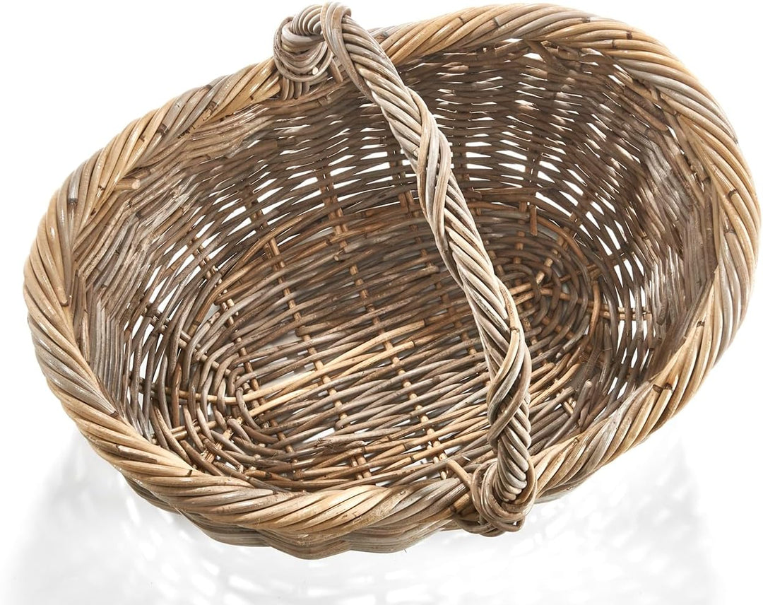 Kobolo Einkaufskorb EMMA aus Rattan in 50x40x37 cm Kubu Grey