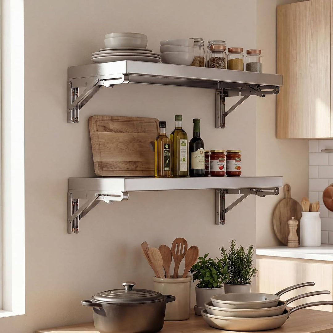 Huracan 2er Set Wandklappkonsole 70×25 cm aus 304 Edelstahl, Klapptisch Wand zum Anschrauben, Platzs