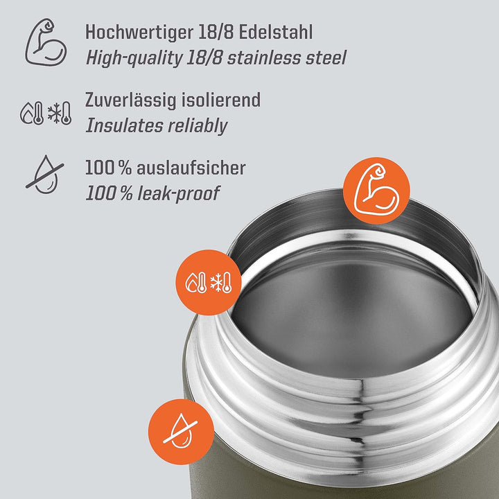 Esbit Thermobehälter Classic für Speisen - Warmhaltebehälter 500 ml in Olivgrün - aus Edelstahl für