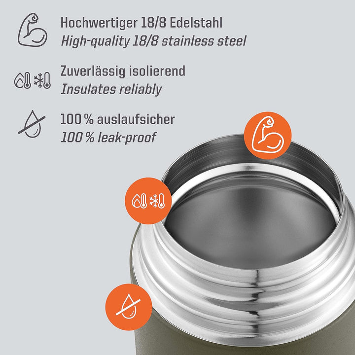 Esbit Thermobehälter Classic für Speisen - Warmhaltebehälter 1000 ml in Olivgrün - aus Edelstahl für
