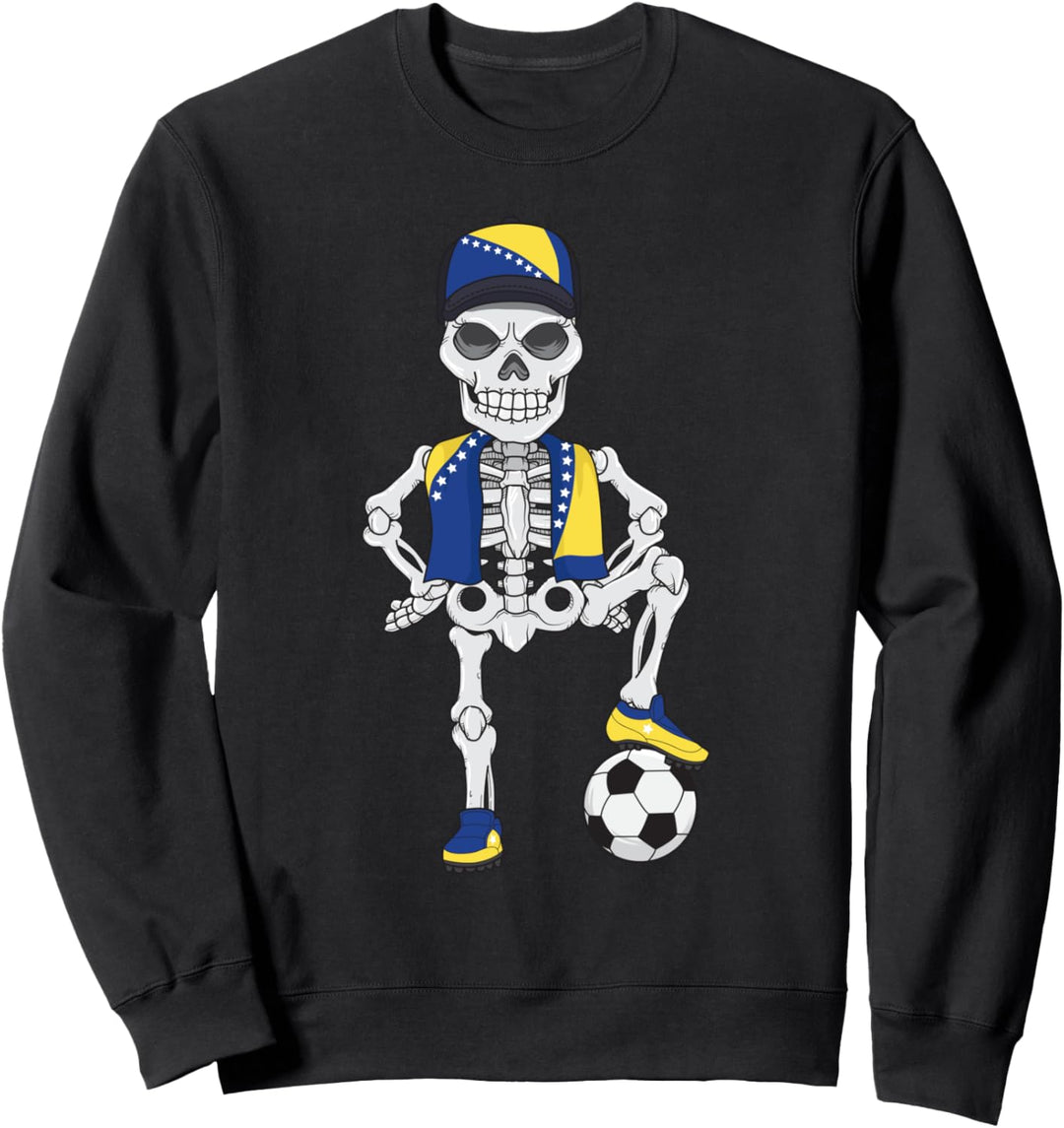 Bosnien Herzegowina Fussball Skelett Fan Mannschaft Sweatshirt