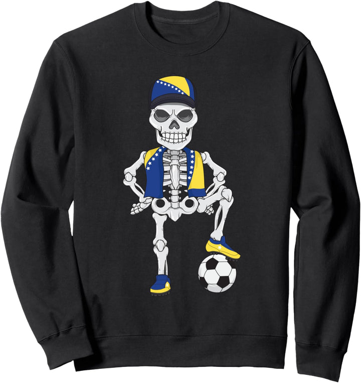 Bosnien Herzegowina Fussball Skelett Fan Mannschaft Sweatshirt