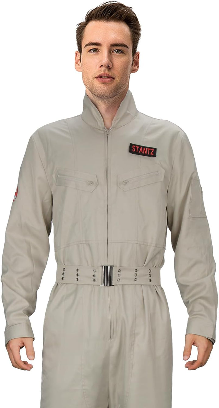 Funhoo Herren Geisterjagd Kostüm Ghost Buster Overalls Halloween Cosplay Afterlife Jumpsuit für Erwa