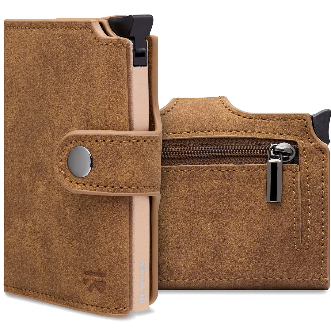 BEWMER 2 Shielded | Herren und Damen Slim Wallet mit RFID-Schutz Anti-Cloning | Kartenetui mit Münzf