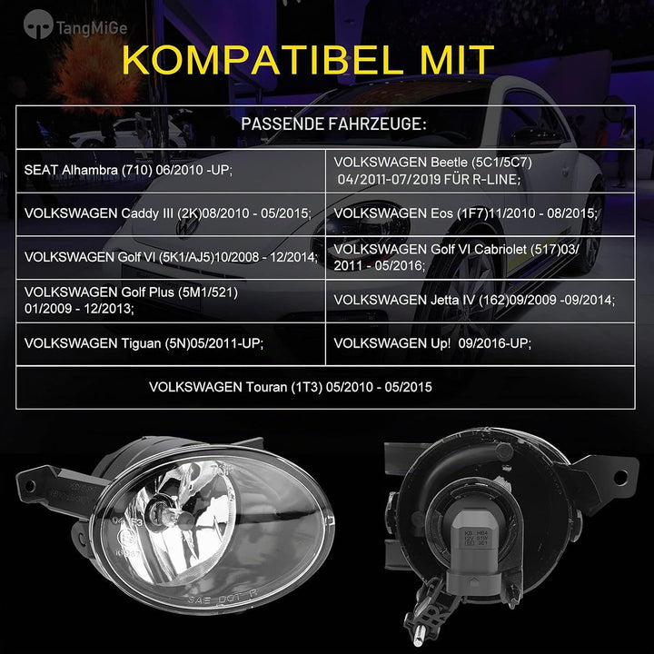 TangMiGe Nebelscheinwerfer für Volkswagen Tiguan Beetle Caddy 3 Eos Golf 6 / Cabriolet/Plus Jetta 4