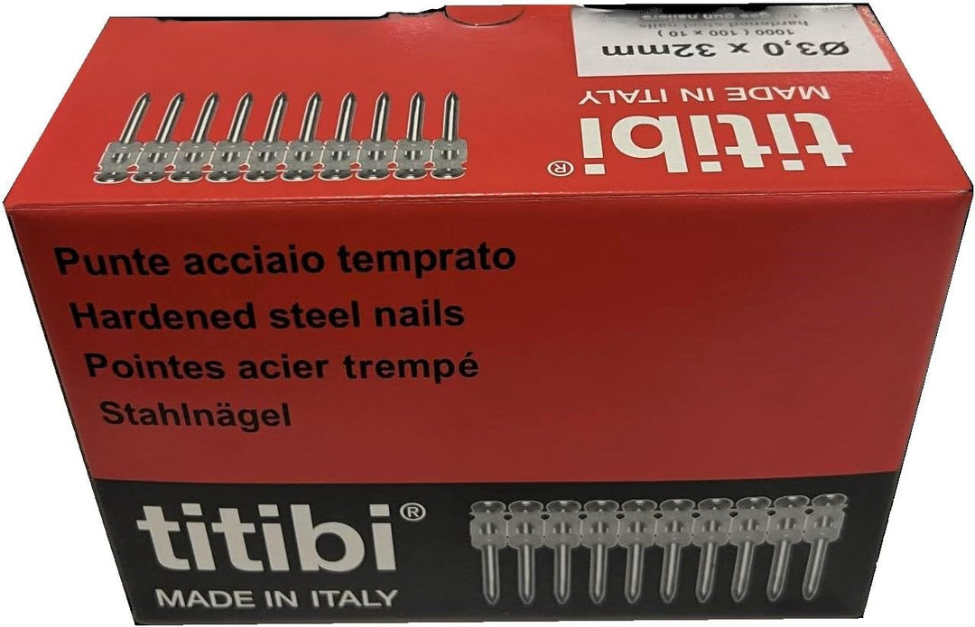 Nr. 1000 Titibi Nägel Ø3,0 x 32 mm, 100% kompatibel mit HILTI Gasschleifer: GX 100, GX 100-E, GX 120