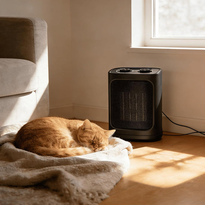 COWSAR Mini Heizlüfter Energiesparend, 1500W Elektroheizung 3 Heizstufen ✓ Überhitzungs & Kippschutz