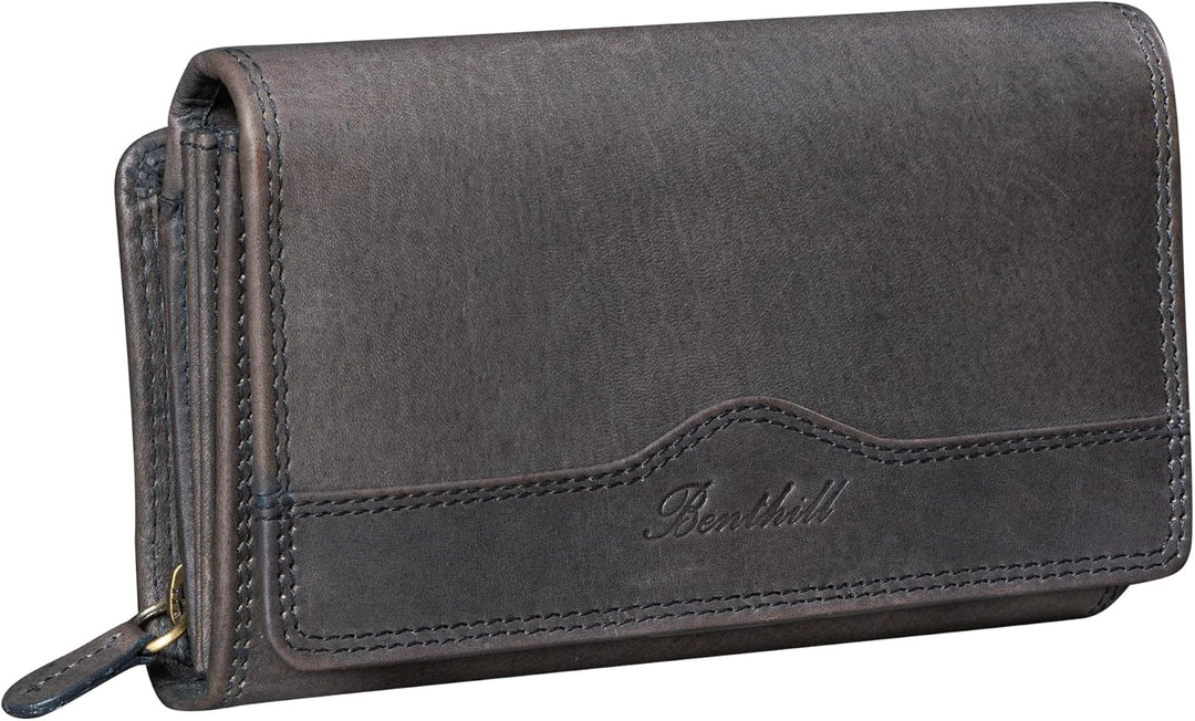Benthill Portemonnaie Leder Gross - Geldbörse mit RFID Schutz - Geldbeutel aus echtem Rindsleder mit