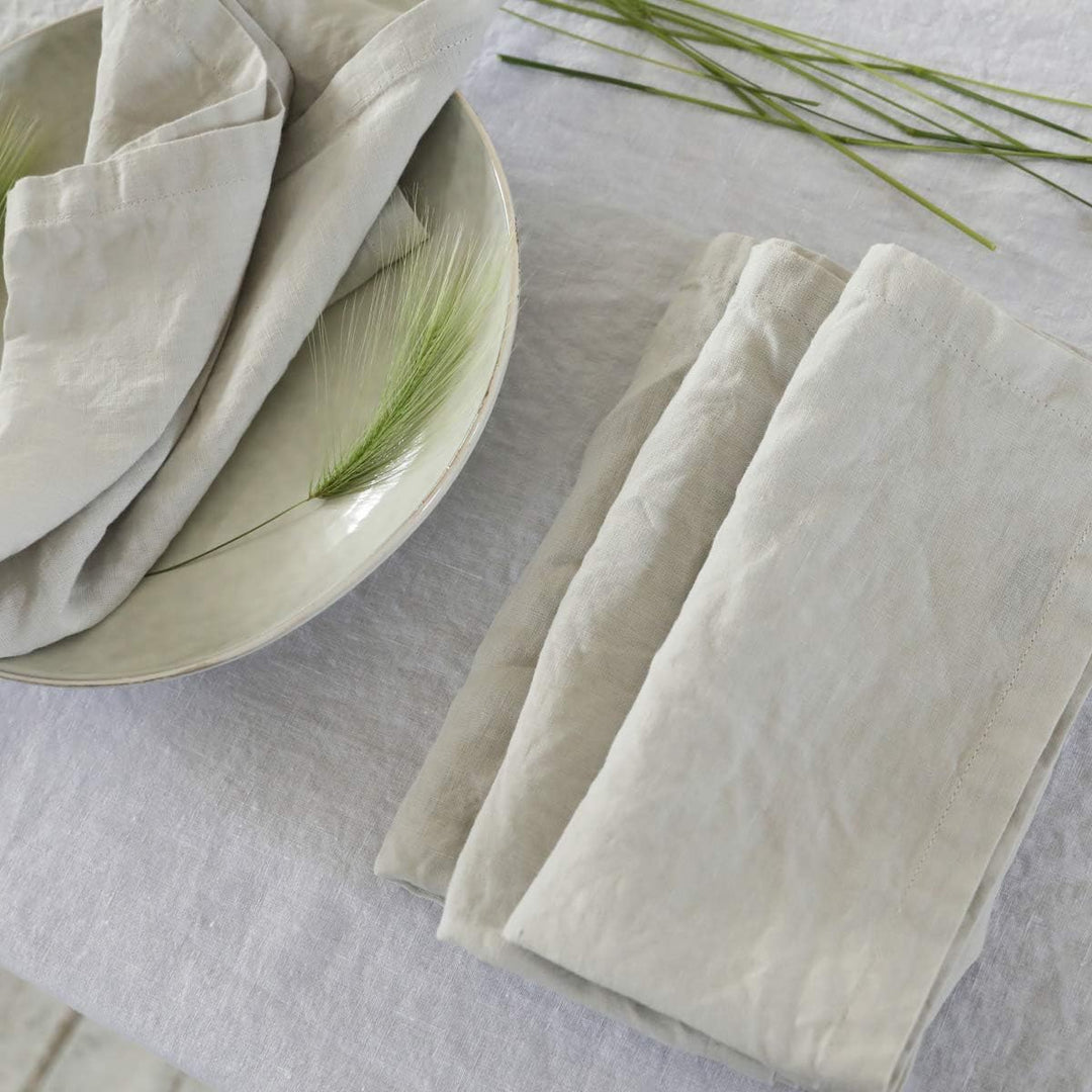 Linenme Stone Washed Servietten, Silber, 53 x 53 cm, 4 Stück 53x53x0.5 cm, 53 x 53 cm (4er Set)