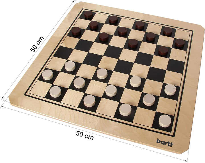 Bartl 107349 Brettspiel Mühle und Dame gross aus Holz XXL Format 50cm x