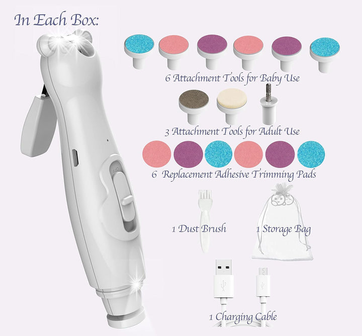 Wiederaufladbarer Baby-Nagelknipser 20 in 1, sicherer elektrischer Nagelschneider, Baby-Nagelset, zu