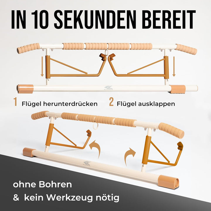 KIANA Sports Klimmzugstange für Türrahmen ohne Bohren & ohne Schrauben | Pull Up Bar Tür bis 150kg |