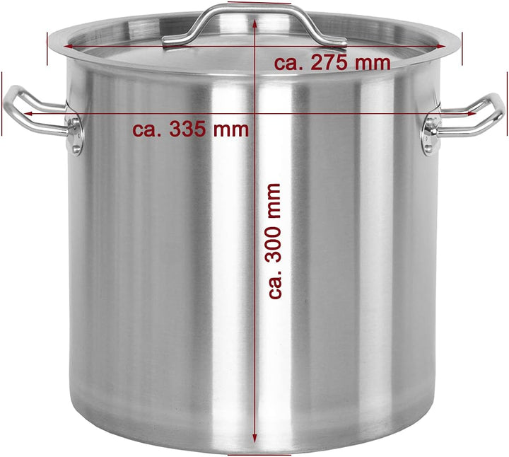 Beeketal 'BKT-12' Gastronomie Kochtopf ca. 11,5 Liter aus Edelstahl mit starken Griffen und Deckel,