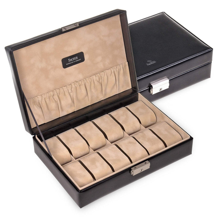 SACHER Uhrenetui für 12 Uhren new classic/schwarz (Leder)