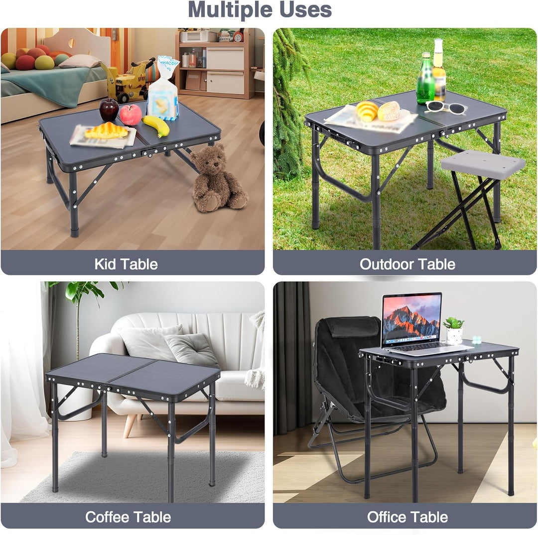 REDCAMP Kleiner Klapptisch Höhenverstellbar, Leichter Tragbarer Campingtisch 60 cm L x 40 cm B (4 Hö