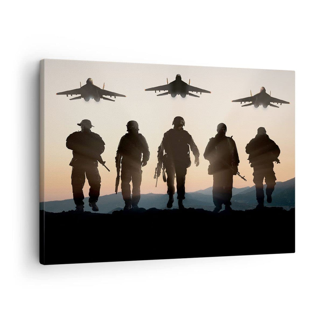 Bilder auf Leinwand Armee Militaria Leinwandbild mit Rahmen 70x50cm Wandbilder Dekoration Wohnzimmer