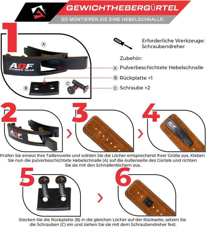 AQF Gewichthebergürtel Lever Schnalle, 4" Breit 10mm Dick Leder Belt - Genehmigt IPL USPA Kraftraini