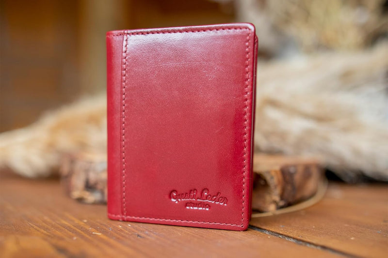Gusti Kartenhalter Leder - Hal Kartenhülle Kartenetui Brieftasche Rot Leder, Rot