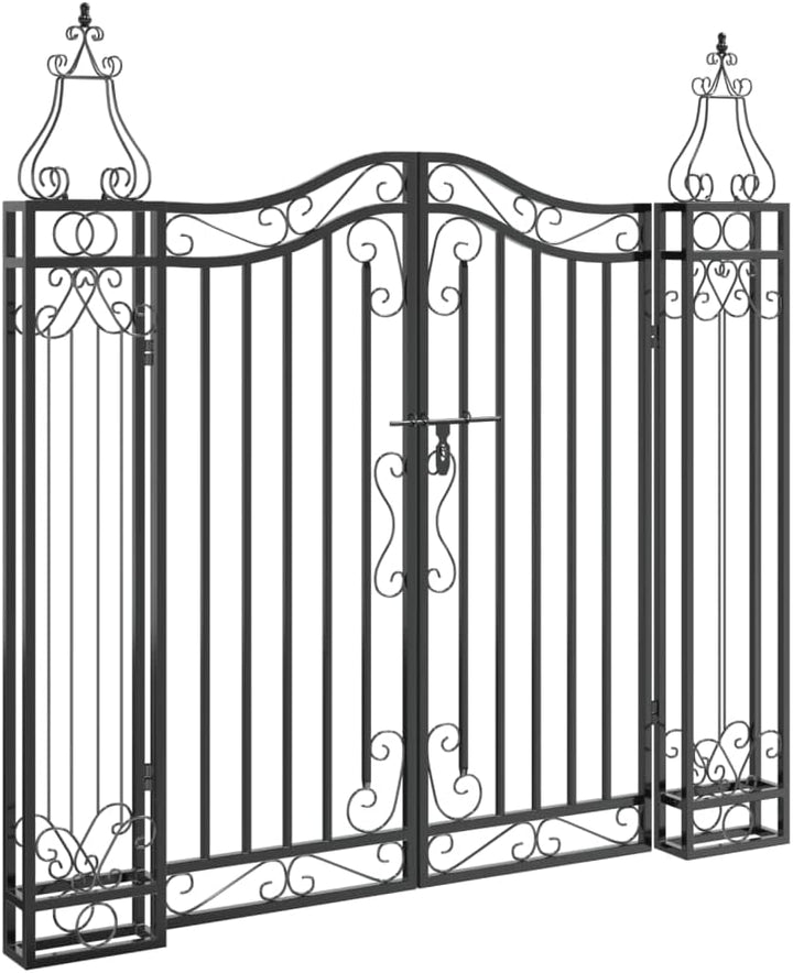 vidaXL Gartentor Schwarz 121x8x100 cm Schmiedeeisen 121 x 8 x 120 cm, 121 x 8 x 120 cm