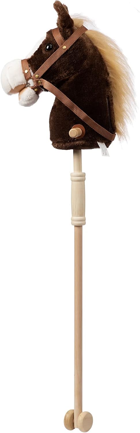 BEJOY Steckenpferd Kinder Spielzeug Pferd 91cm, Hobby Pferd Holzpferd Plüschpferd zum Reiten mit ech