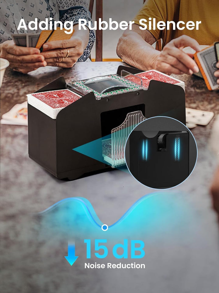 Automatischer Kartenmischer mit Gummischalldämpfer, Elektrische Poker Mischmaschine für Skyjo, Skip-