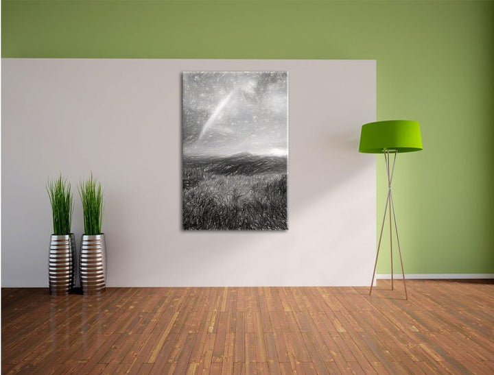 Pixxprint Berge mit Regenbogen am Himmel / 100x70cm Leinwandbild bespannt auf Holzrahmen/Wandbild Ku