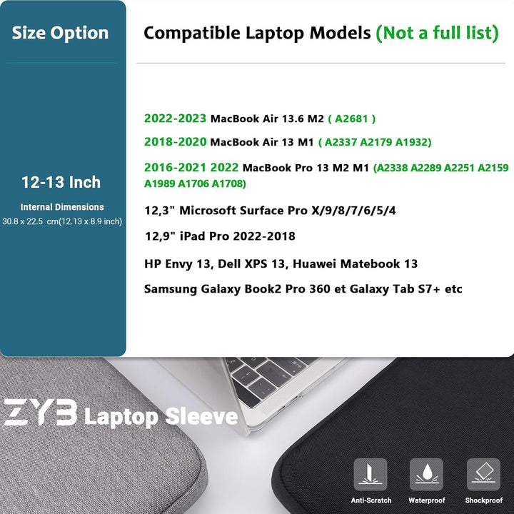 ZYB 13 Zoll Laptop Hülle, Laptop Tasche 13 Zoll für 2022-2026 MacBook Air 13.6 Zoll M5 M4 M3 M2, 201