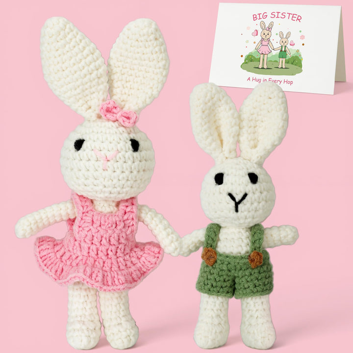 Grosse Schwester Geschenk, Handgemachte gehäkelte Kaninchen für Mädchen, Perfektes Geschwistergesche