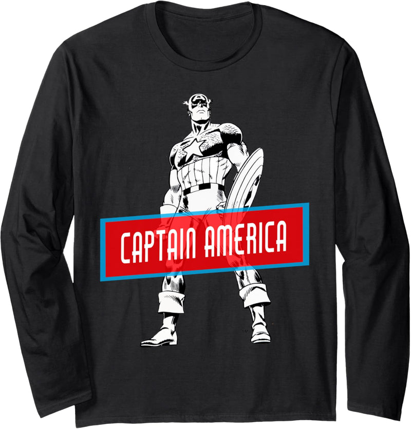 Marvel Avengers Captain America Simple Portrait Langarmshirt