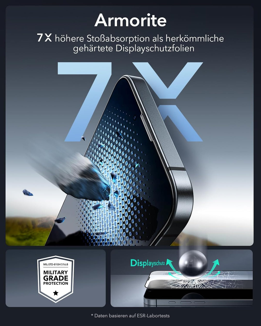 ESR für iPhone 14/13/13 Pro für Panzerglas, 9H+ Displayschutzfolie aus gehärtetem Glas 3 Stück, blas
