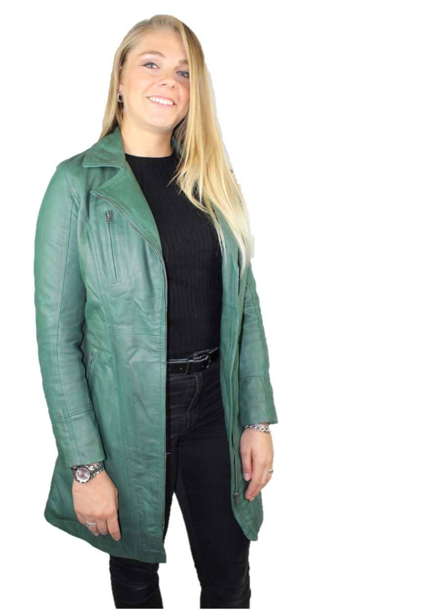 URBAN 5884 Damen Janice Frauen Lederjacke | Elegante Jacke aus weichem Lammfell für Damen, Langes Mo