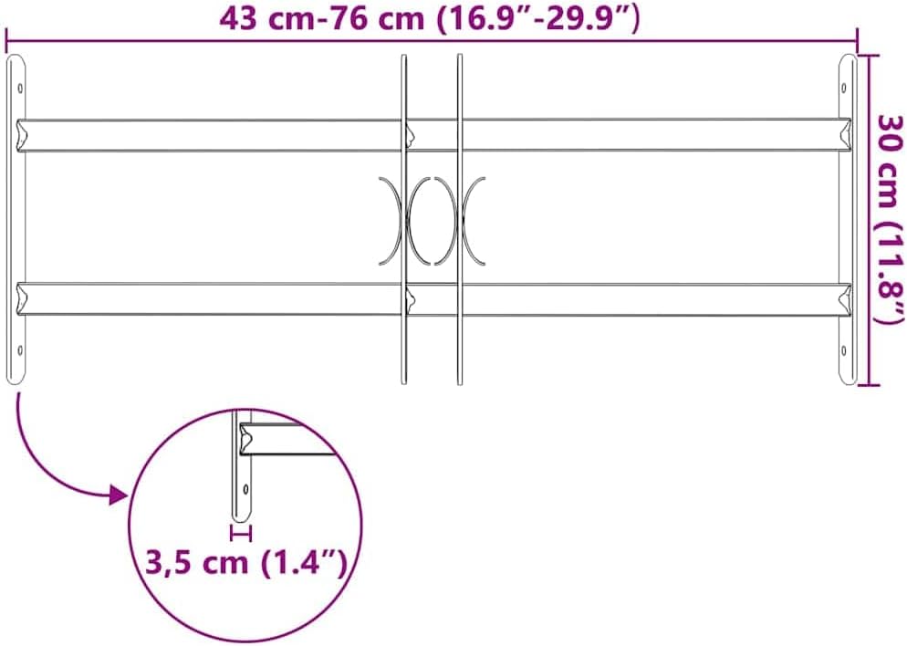 vidaXL Fenstergitter 500-650 mm Ausziehbar Sicherheitsgitter Einbruchschutz