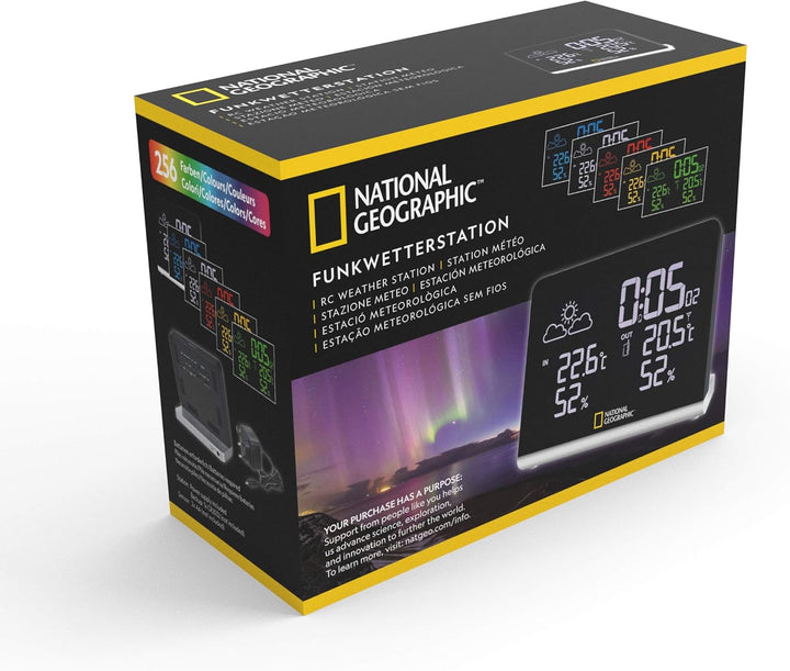 National Geographic Multi Colour Funkwetterstation mit True Black LCD-Display, 256-Farben, Innen- /