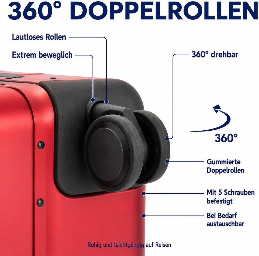 Travelhouse Oslo Aluminium Bordkoffer 55cm (39L) Hartschalenkoffer Handgepäckkoffer 2X TSA Zahlensch