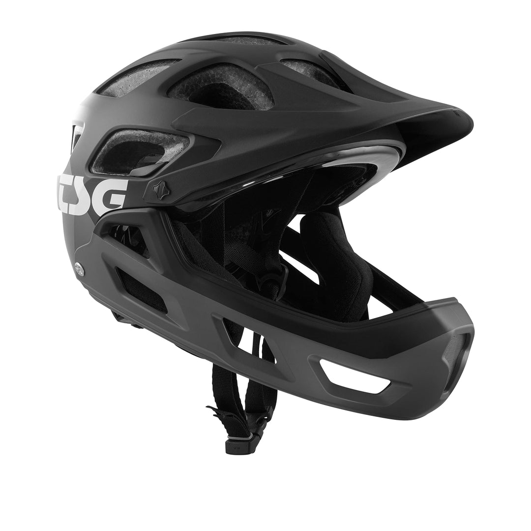 TSG Kids Downhill MTB-Helm Seek Youth FR Graphic Design - Flow Gray-Black Schwarz XXS/XS (52-54cm),