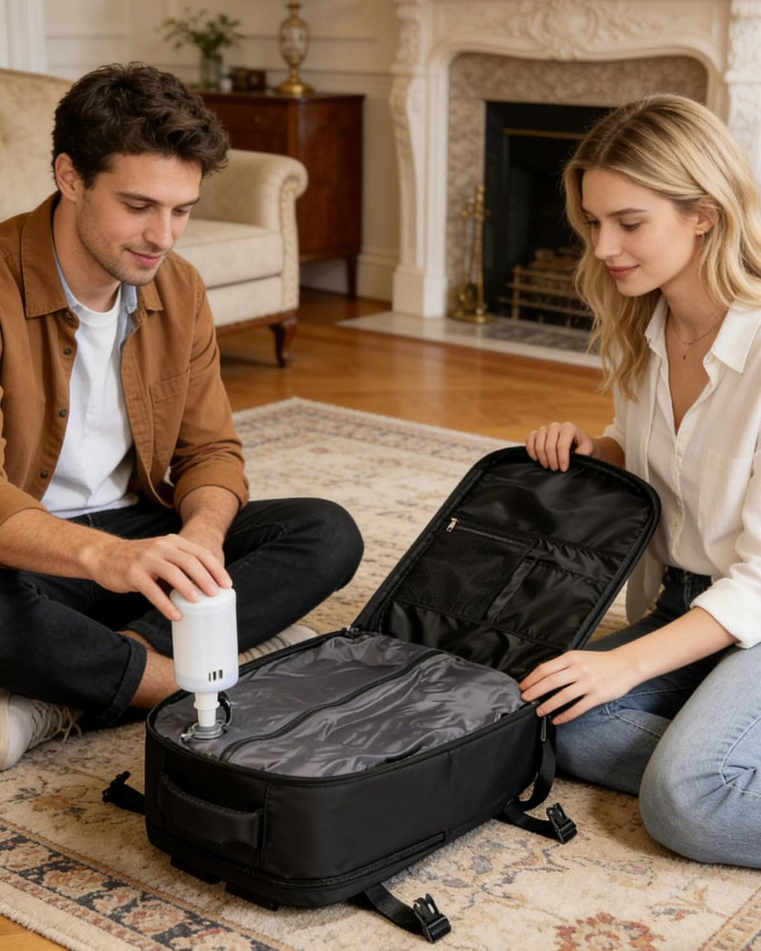 SZLX Grosser Reiserucksack Damen,Vakuum Rucksack mit Pumpe Ryanair Handgepäck 40x30x20 Herren, Wizza