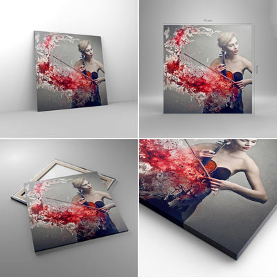 Bilder auf Leinwand 70x70cm Leinwandbild Frau Violine Musik Instrument Gross Wanddeko Bild Schlafzim