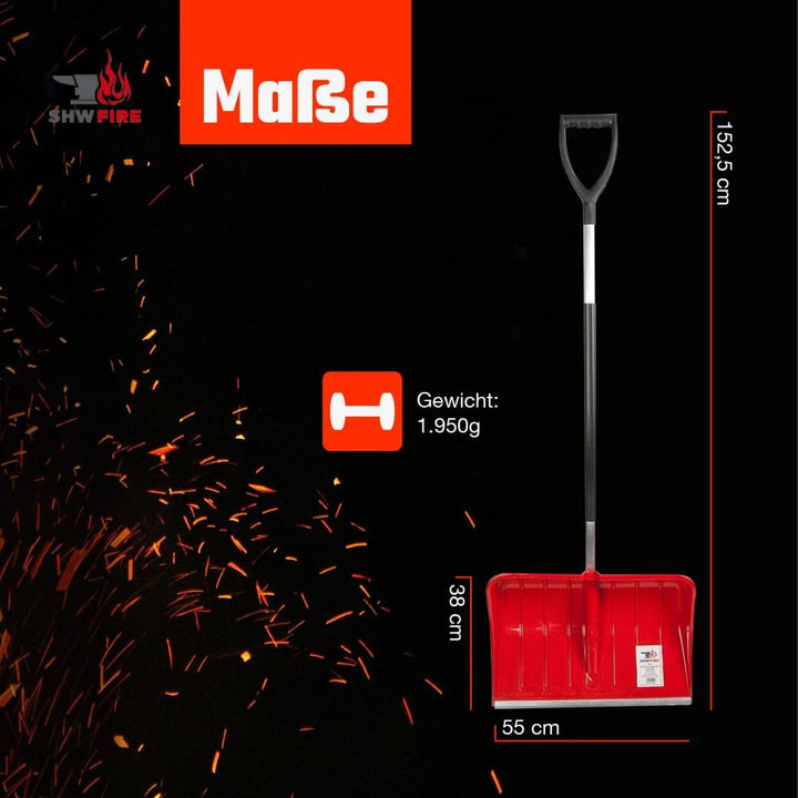 Ergonomischer Schneeschieber 55 cm, Schaufel aus verstärktem Kunststoff, Aluminium-Schutzkante, Abne