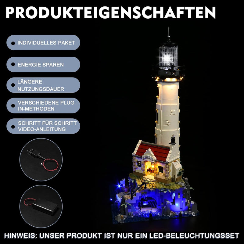 Led Licht Set für Lego 21335 Motorisierter Leuchtturm, Led Beleuchtungs Set für Lego Motorisierter L