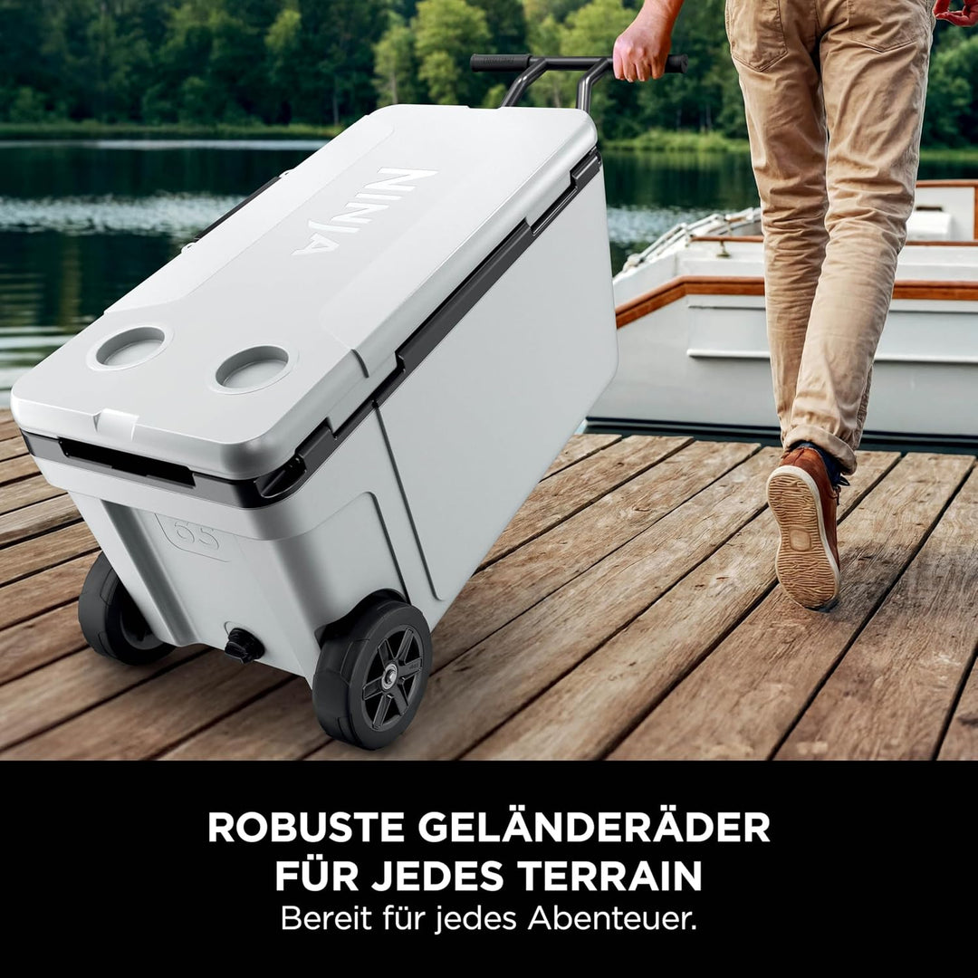 Ninja FrostVault Kühlbox mit Rollen und Isolierung, integrierter Dry Zone Schublade für Lagerung bei