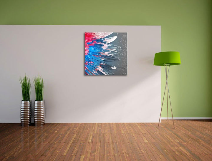 Pixxprint Bunte Blumenkunst als Leinwandbild Quadratisch/Grösse: 70x70 / Wandbild/Kunstdruck/fertig