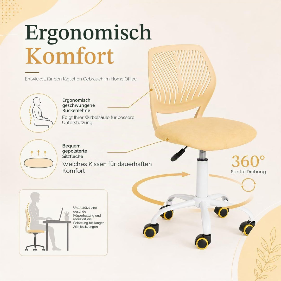 Homy Casa Schreibtischstuhl, verstellbarer Drehstuhl, Bürostuhl, Stoffsitz, ergonomischer Arbeitsstu