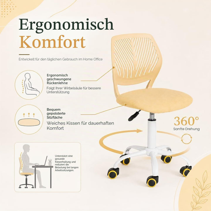 Homy Casa Schreibtischstuhl, verstellbarer Drehstuhl, Bürostuhl, Stoffsitz, ergonomischer Arbeitsstu