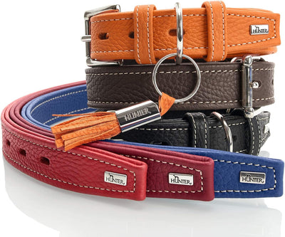 HUNTER CANNES Hundehalsband, Leder, Nappaleder, weich, edel, elegant, 50 (S-M), orange 50 (S-M) oran