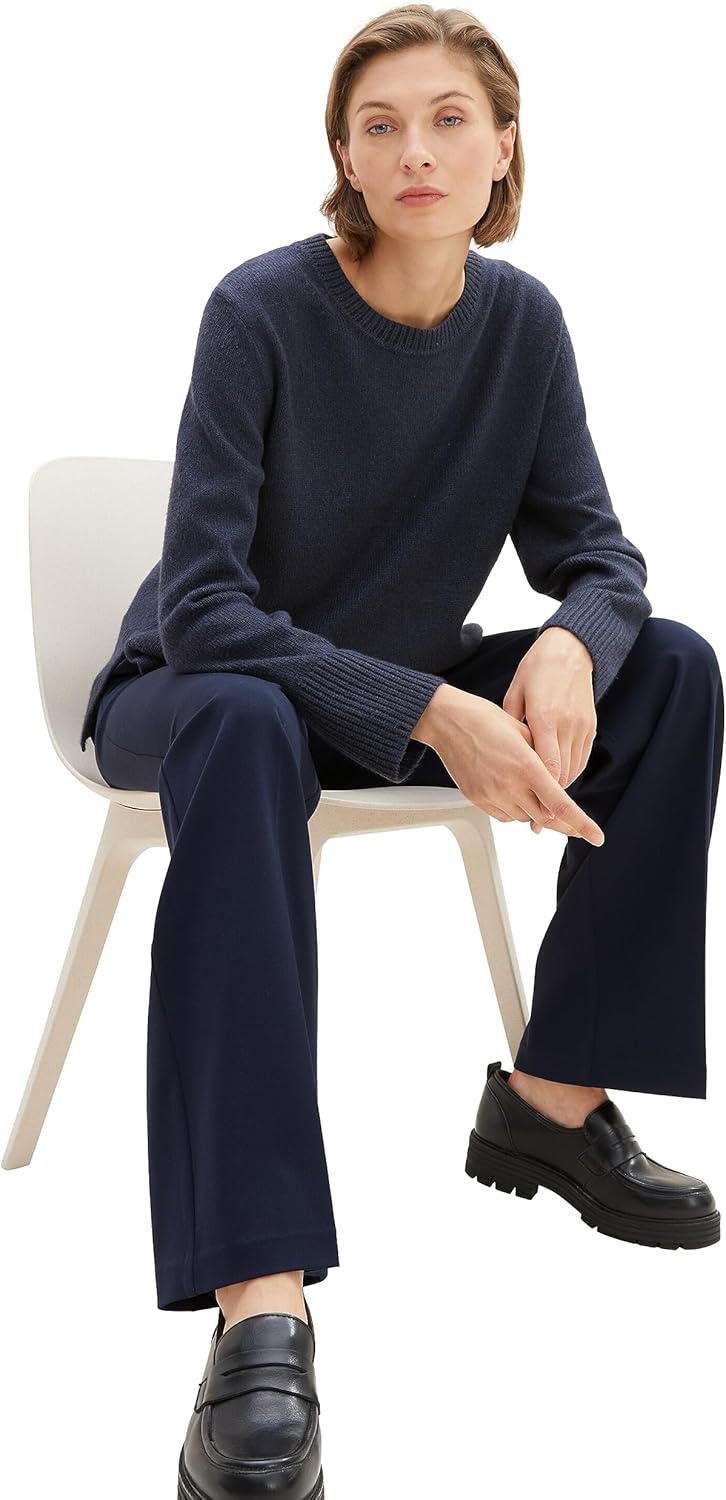 TOM TAILOR Damen Basic Pullover mit Rundhalsausschnitt XS 10668 - Sky Captain Blue, XS 10668 - Sky C