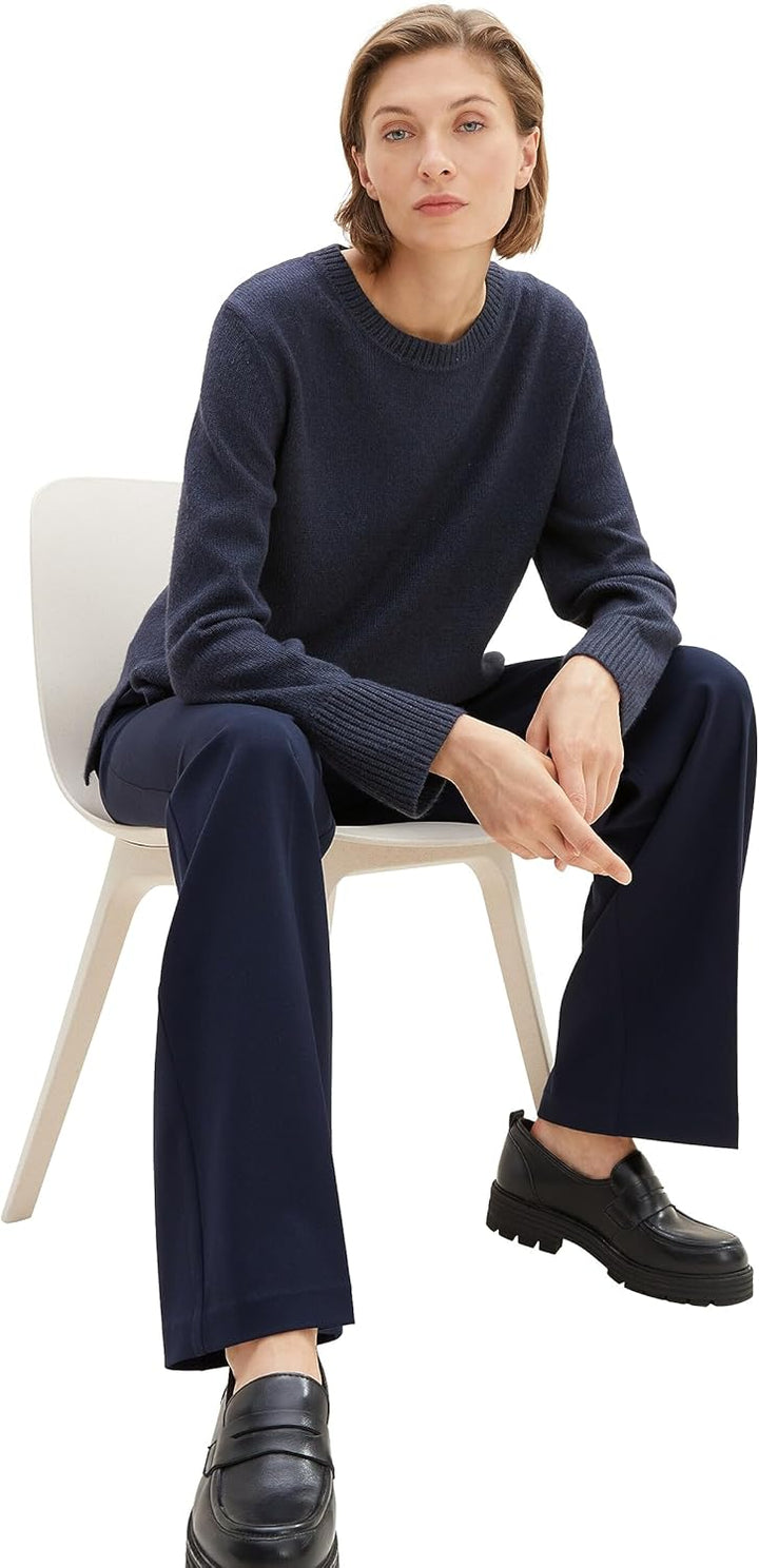 TOM TAILOR Damen Basic Pullover mit Rundhalsausschnitt XS 10668 - Sky Captain Blue, XS 10668 - Sky C