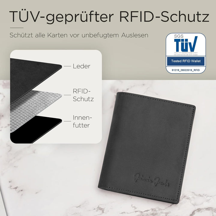 Jaimie Jacobs SLIMSTAR Geldbeutel dünne Geldbörse echtes Leder Slim Wallet Hochformat RFID-Schutz He